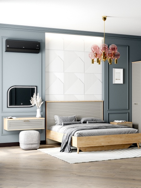 Тумба подвесная 1 ящ "Гавана" спальня Светло-серая